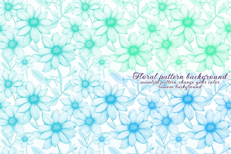 PSD customizable floral pattern with blue and lavender tones