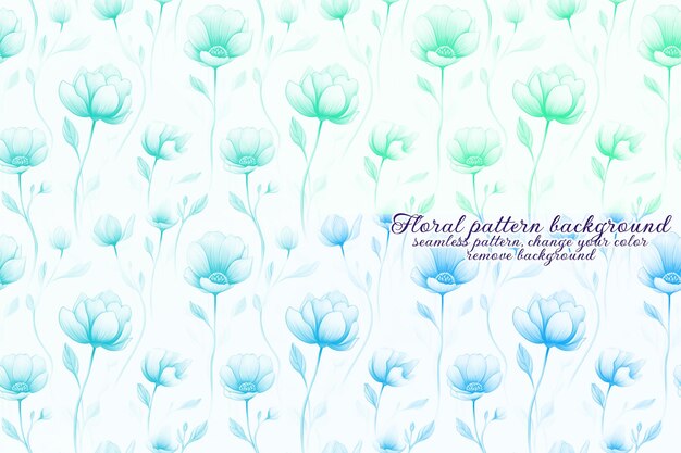 PSD customizable floral pattern with blue and lavender tones