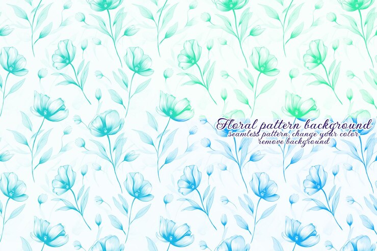 PSD customizable floral pattern with blue and lavender tones