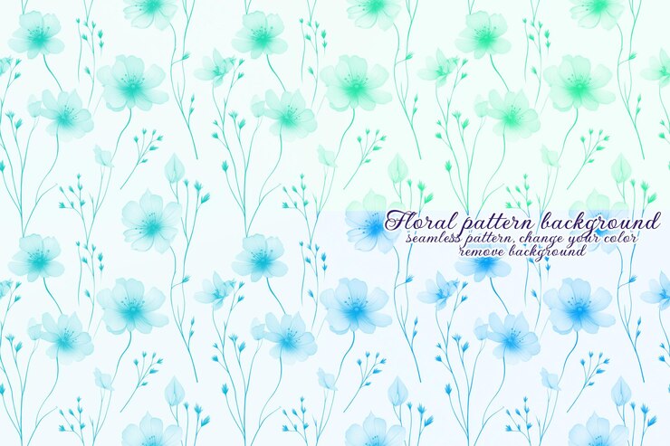 PSD customizable floral pattern with blue and lavender tones