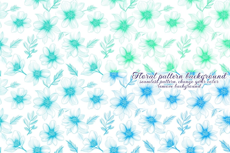 PSD customizable floral pattern with blue and lavender tones