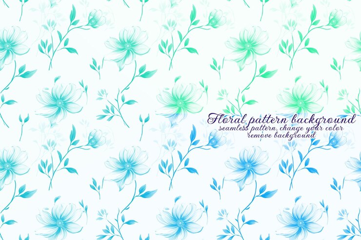 PSD customizable floral pattern with blue and lavender tones