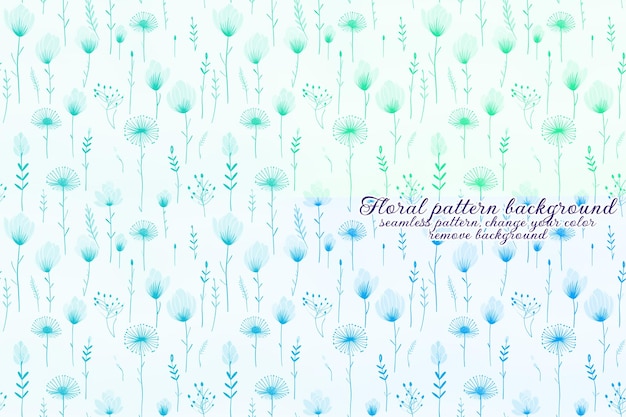 블루와 라벤더 톤으로 사용자 정의 가능한 꽃 패턴