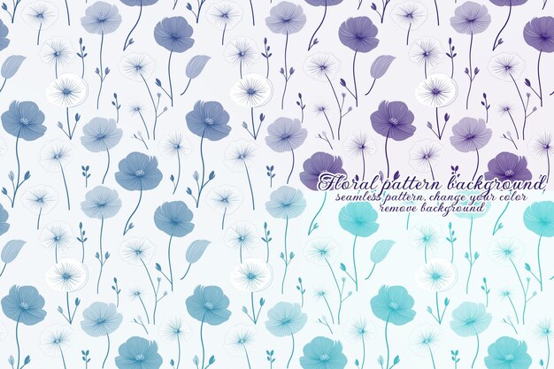 PSD customizable floral pattern with blue and lavender tones