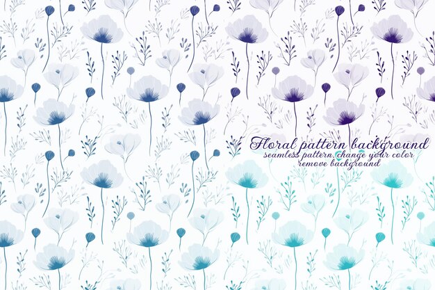 PSD customizable floral pattern with blue and lavender tones