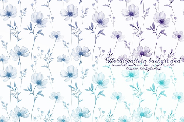 PSD customizable floral pattern with blue and lavender tones