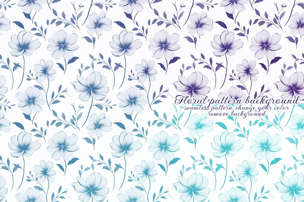 PSD customizable floral pattern with blue and lavender tones