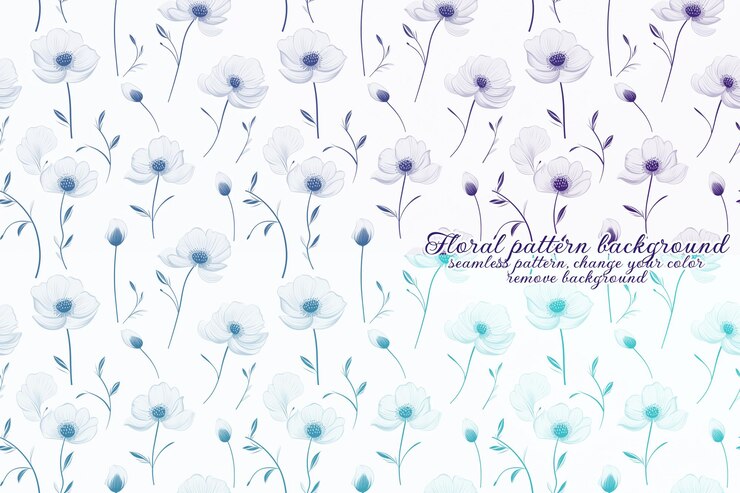 PSD customizable floral pattern with blue and lavender tones