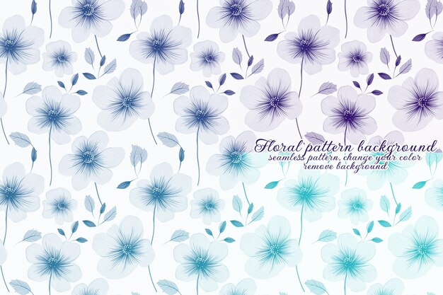 PSD customizable floral pattern with blue and lavender tones