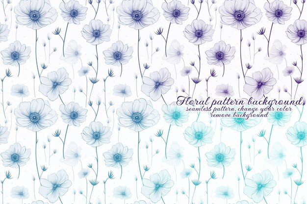 PSD customizable floral pattern with blue and lavender tones