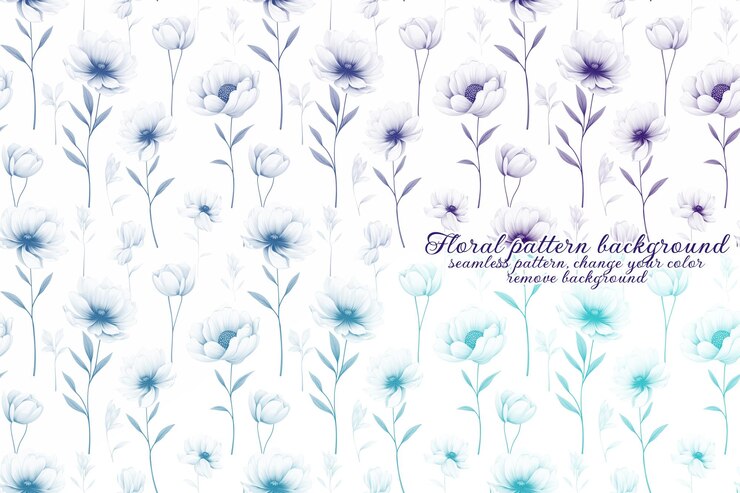 PSD customizable floral pattern with blue and lavender tones