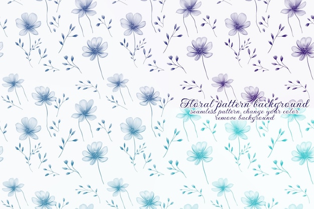 PSD customizable floral pattern with blue and lavender tones