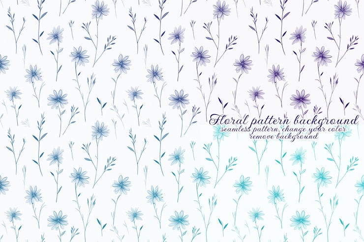 PSD customizable floral pattern with blue and lavender tones