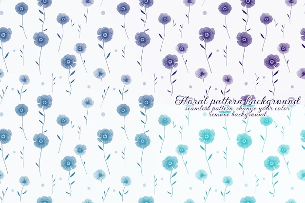 PSD customizable floral pattern with blue and lavender tones