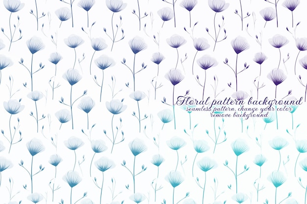 PSD customizable floral pattern with blue and lavender tones