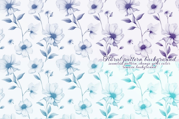 Customizable Floral Pattern with Blue and Lavender Tones