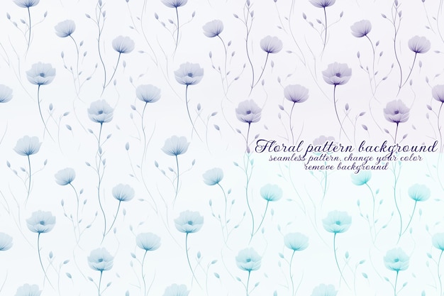 PSD customizable floral pattern with blue and lavender tones