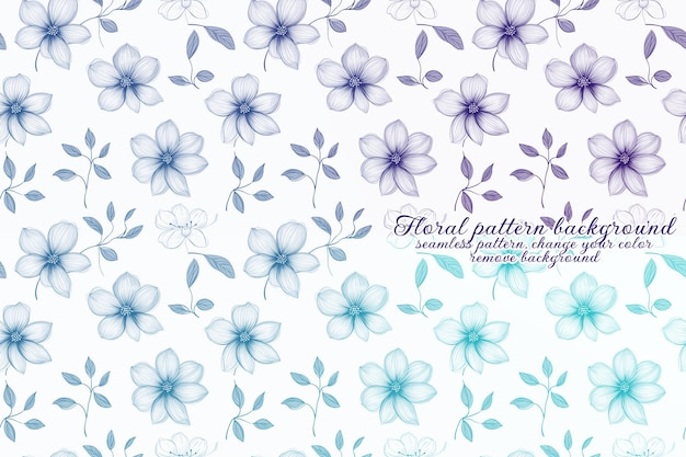 PSD customizable floral pattern with blue and lavender tones