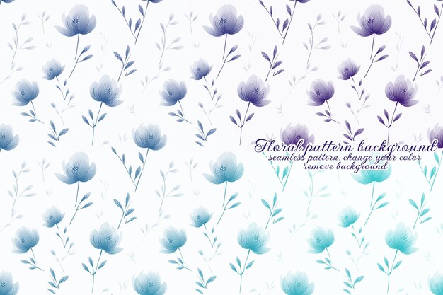 PSD customizable floral pattern with blue and lavender tones