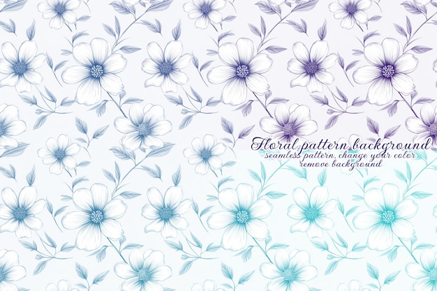 PSD customizable floral pattern with blue and lavender tones