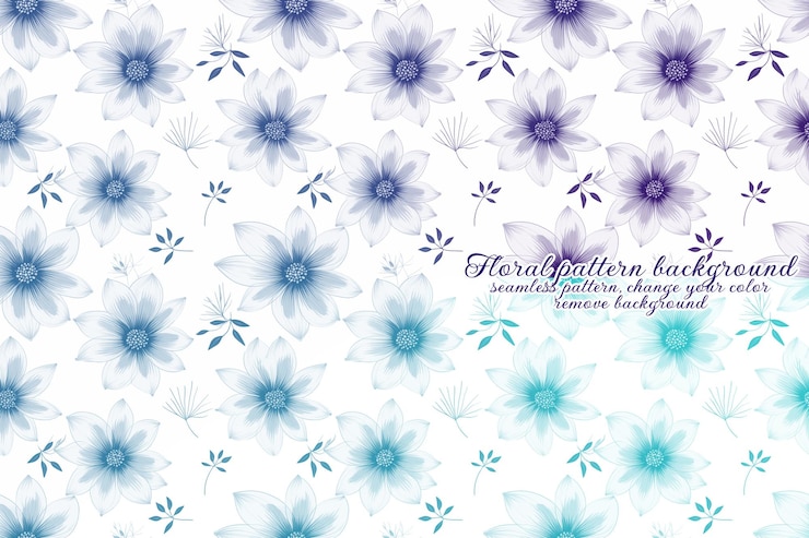 PSD customizable floral pattern with blue and lavender tones