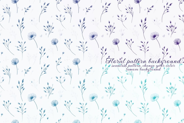 PSD customizable floral pattern with blue and lavender tones