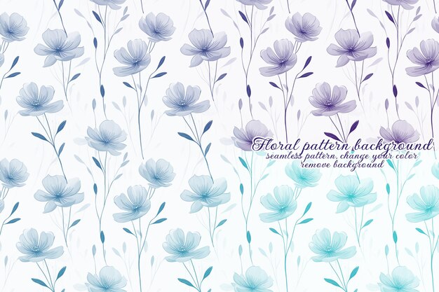 PSD customizable floral pattern with blue and lavender tones