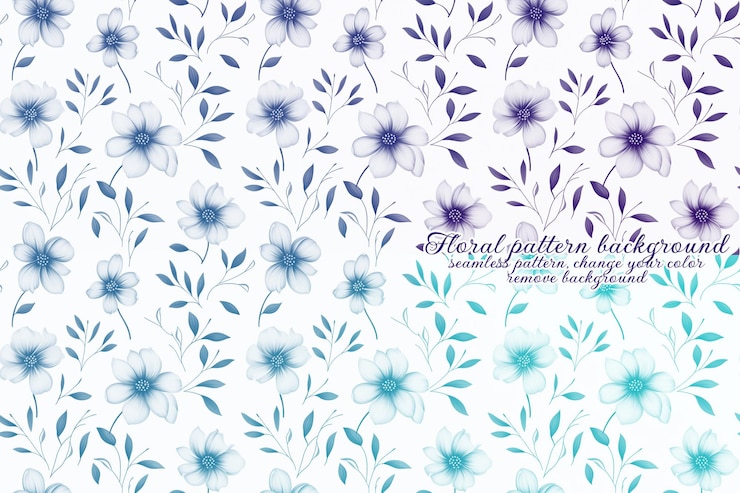 PSD customizable floral pattern with blue and lavender tones