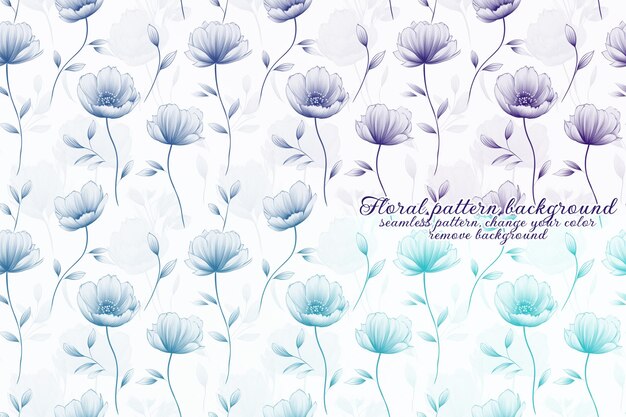 PSD customizable floral pattern with blue and lavender tones