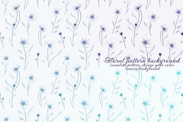 PSD customizable floral pattern with blue and lavender tones