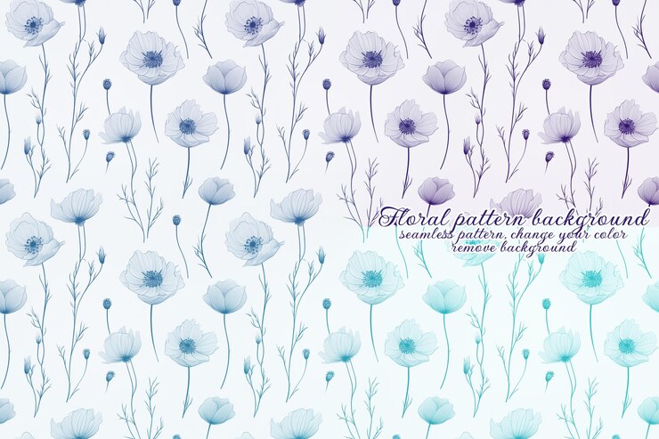 PSD customizable floral pattern with blue and lavender tones