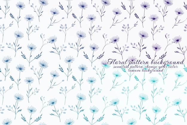 PSD customizable floral pattern with blue and lavender tones