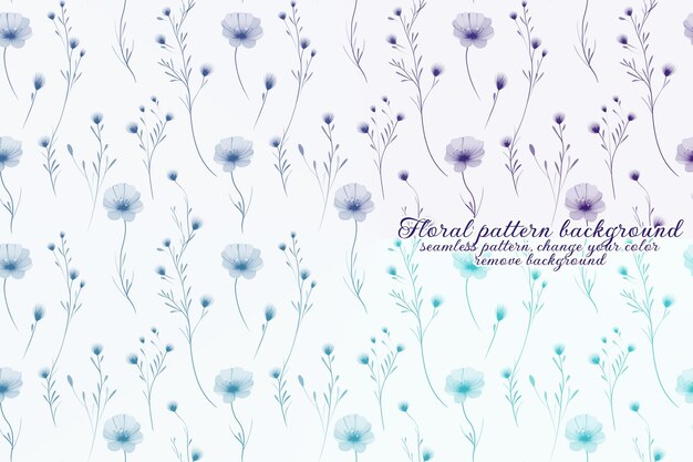 PSD customizable floral pattern with blue and lavender tones