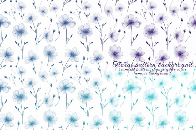 PSD customizable floral pattern with blue and lavender tones