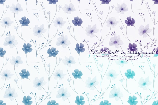 PSD customizable floral pattern with blue and lavender tones