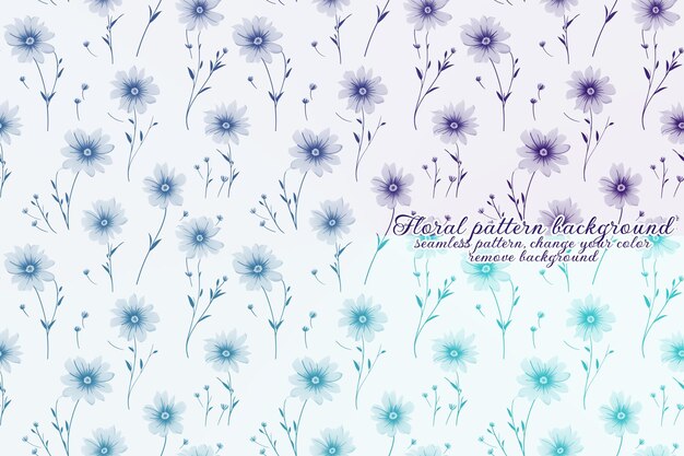 블루와 라벤더 톤으로 사용자 정의 가능한 꽃 패턴