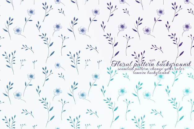 PSD customizable floral pattern with blue and lavender tones