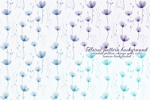 PSD customizable floral pattern with blue and lavender tones