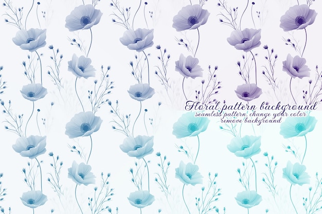 PSD customizable floral pattern with blue and lavender tones