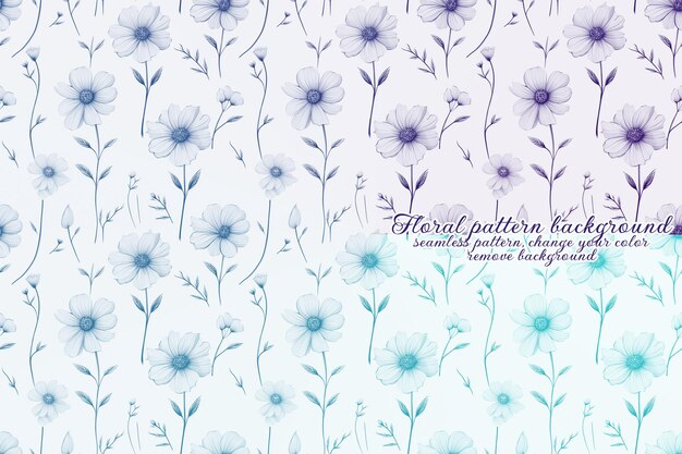 PSD customizable floral pattern with blue and lavender tones