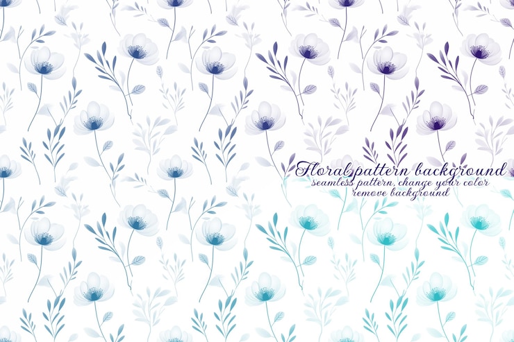 PSD customizable floral pattern with blue and lavender tones