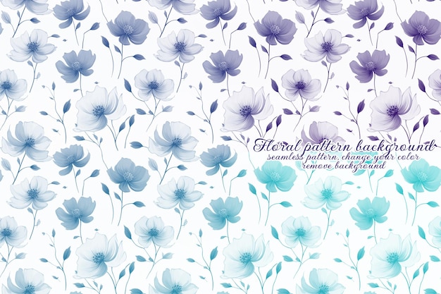 PSD customizable floral pattern with blue and lavender tones