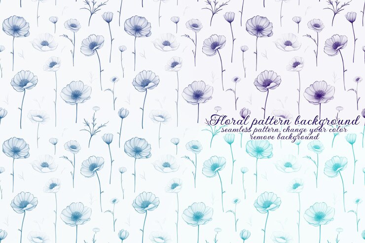 PSD customizable floral pattern with blue and lavender tones