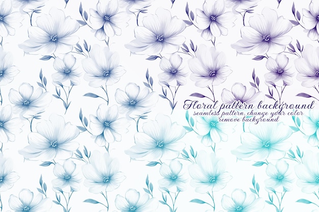 PSD customizable floral pattern with blue and lavender tones