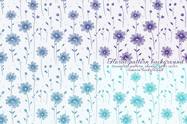 PSD customizable floral pattern with blue and lavender tones