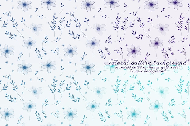 PSD customizable floral pattern with blue and lavender tones