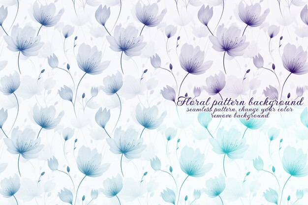 PSD customizable floral pattern with blue and lavender tones