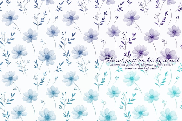 PSD customizable floral pattern with blue and lavender tones