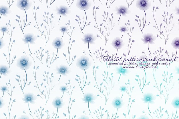 PSD customizable floral pattern with blue and lavender tones