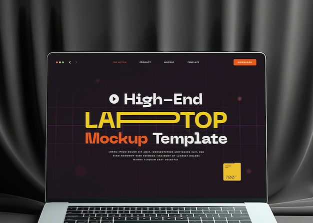 PSD 正面から見たカスタマイズ可能なラップトップのモックアップ